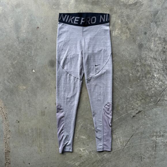 Nike Pro Dri-Fit Leggings Women's M Gray Elastic Waist Pull on Workout Yoga Gym - Picture 1 of 9
